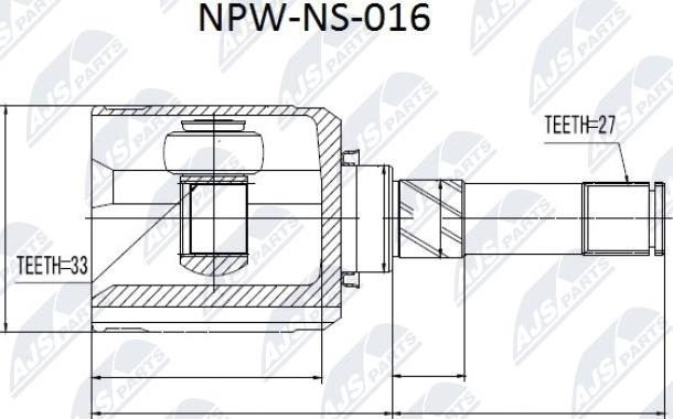 NTY NPW-NS-016 - Шарнірний комплект, ШРУС, приводний вал autocars.com.ua