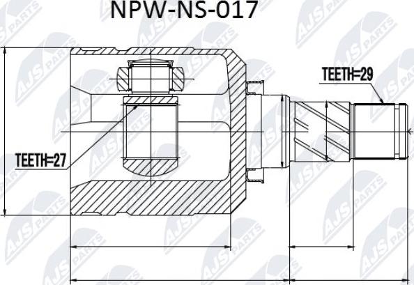 NTY NPW-NS-017 - Шарнирный комплект, ШРУС, приводной вал avtokuzovplus.com.ua