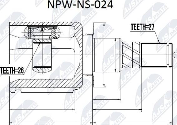 NTY NPW-NS-024 - Шарнірний комплект, ШРУС, приводний вал autocars.com.ua