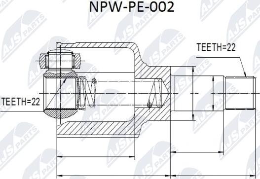 NTY NPW-PE-002 - Шарнирный комплект, ШРУС, приводной вал avtokuzovplus.com.ua