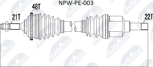 NTY NPW-PE-003 - Приводний вал autocars.com.ua