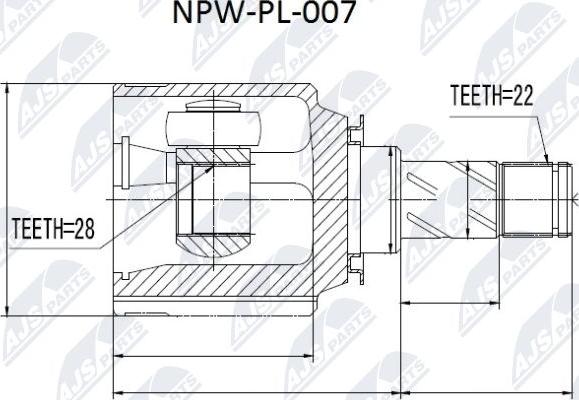 NTY NPW-PL-007 - Шарнірний комплект, ШРУС, приводний вал autocars.com.ua