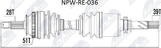 NTY NPW-RE-036 - Приводний вал autocars.com.ua