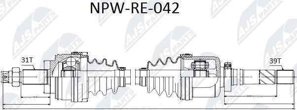NTY NPW-RE-042 - Піввісь права Renault Master 2.3dCi 10- L.1074-A.31-D.39 autocars.com.ua