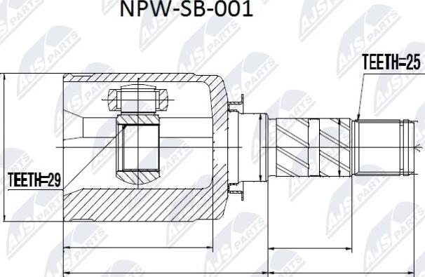 NTY NPW-SB-001 - Шарнирный комплект, ШРУС, приводной вал avtokuzovplus.com.ua