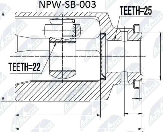 NTY NPW-SB-003 - Шарнірний комплект, ШРУС, приводний вал autocars.com.ua