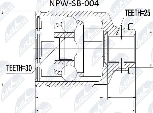 NTY NPW-SB-004 - Шарнірний комплект, ШРУС, приводний вал autocars.com.ua