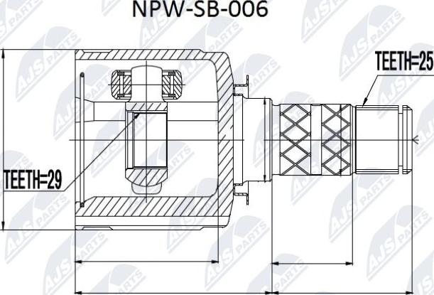 NTY NPW-SB-006 - Шарнирный комплект, ШРУС, приводной вал avtokuzovplus.com.ua