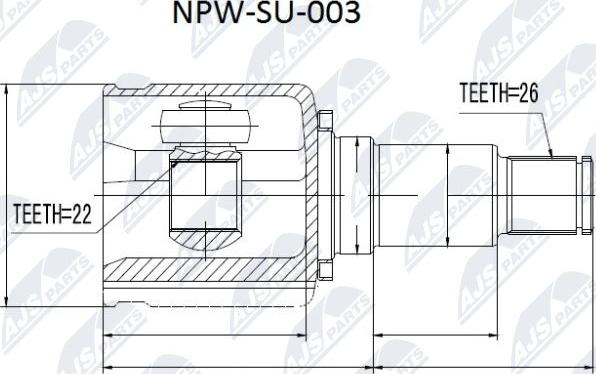 NTY NPW-SU-003 - Шарнирный комплект, ШРУС, приводной вал avtokuzovplus.com.ua