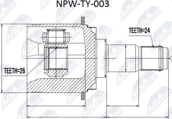 NTY NPW-TY-003 - Шарнірний комплект, ШРУС, приводний вал autocars.com.ua