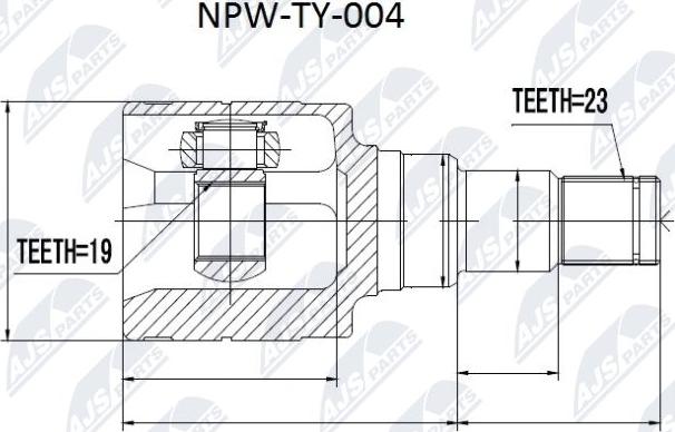 NTY NPW-TY-004 - Шарнирный комплект, ШРУС, приводной вал avtokuzovplus.com.ua