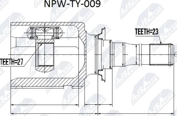 NTY NPW-TY-009 - Шарнірний комплект, ШРУС, приводний вал autocars.com.ua