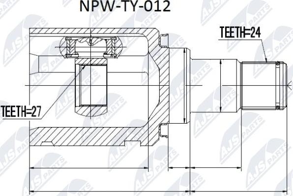 NTY NPW-TY-012 - Шарнірний комплект, ШРУС, приводний вал autocars.com.ua