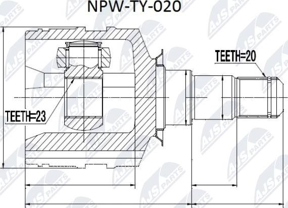 NTY NPW-TY-020 - Шарнирный комплект, ШРУС, приводной вал avtokuzovplus.com.ua