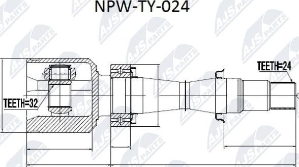 NTY NPW-TY-024 - Шарнірний комплект, ШРУС, приводний вал autocars.com.ua