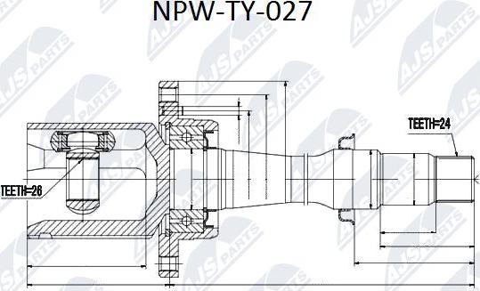 NTY NPW-TY-027 - Шарнирный комплект, ШРУС, приводной вал avtokuzovplus.com.ua