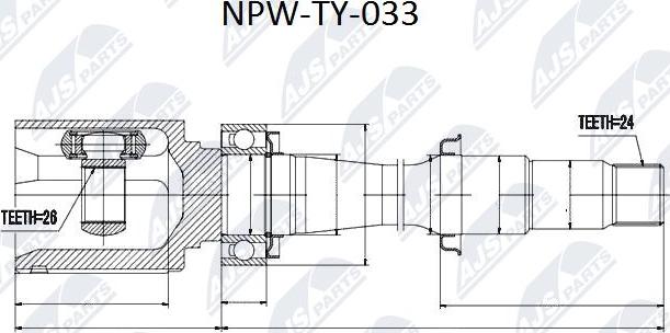 NTY NPW-TY-033 - Шарнірний комплект, ШРУС, приводний вал autocars.com.ua