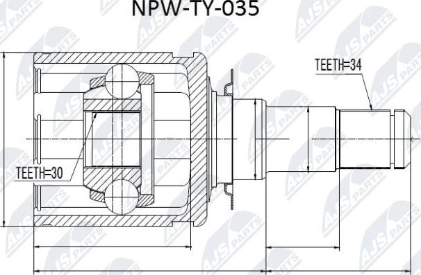 NTY NPW-TY-035 - Шарнірний комплект, ШРУС, приводний вал autocars.com.ua