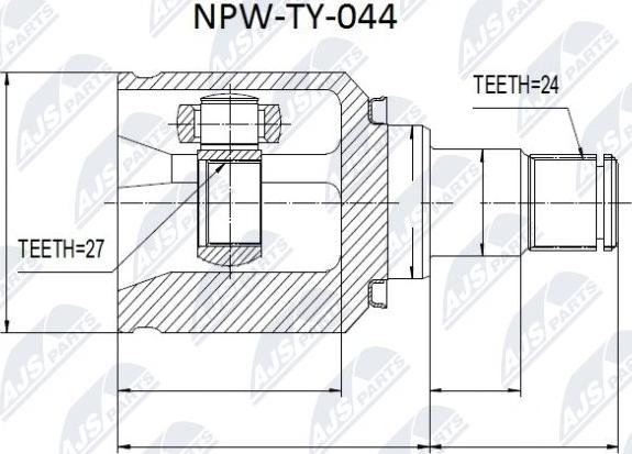 NTY NPW-TY-044 - Шарнирный комплект, ШРУС, приводной вал avtokuzovplus.com.ua
