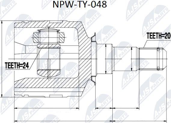 NTY NPW-TY-048 - Шарнирный комплект, ШРУС, приводной вал avtokuzovplus.com.ua