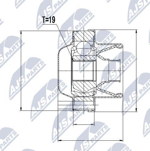 NTY NPW-VV-005 - Шарнір, поздовжній вал autocars.com.ua