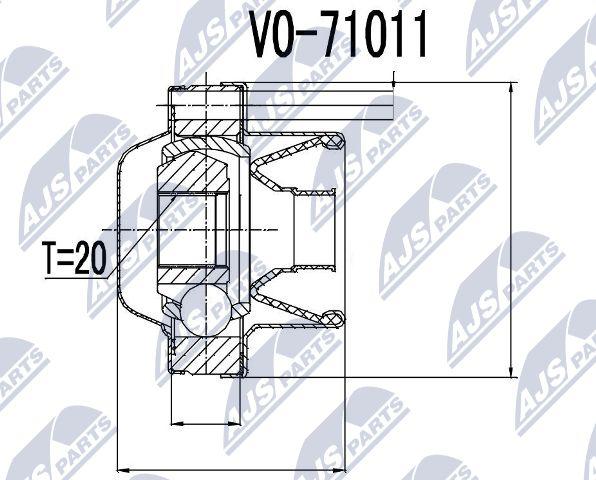 NTY NPW-VV-006 - Шарнір, поздовжній вал autocars.com.ua