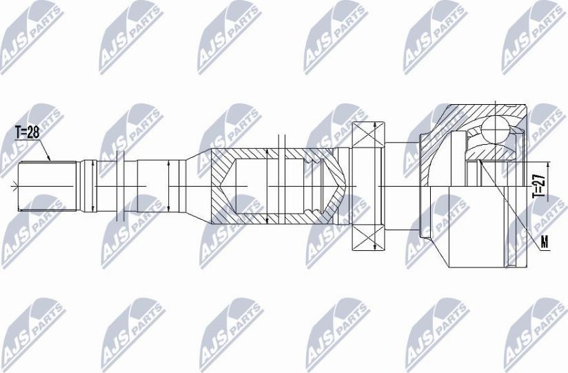 NTY NPW-VV-102 - Шарнирный комплект, ШРУС, приводной вал avtokuzovplus.com.ua