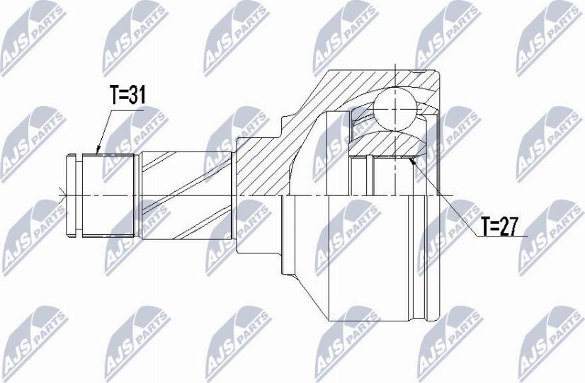 NTY NPW-VV-106 - Шарнирный комплект, ШРУС, приводной вал avtokuzovplus.com.ua