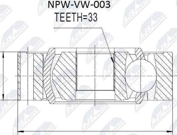 NTY NPW-VW-003 - Шарнірний комплект, ШРУС, приводний вал autocars.com.ua