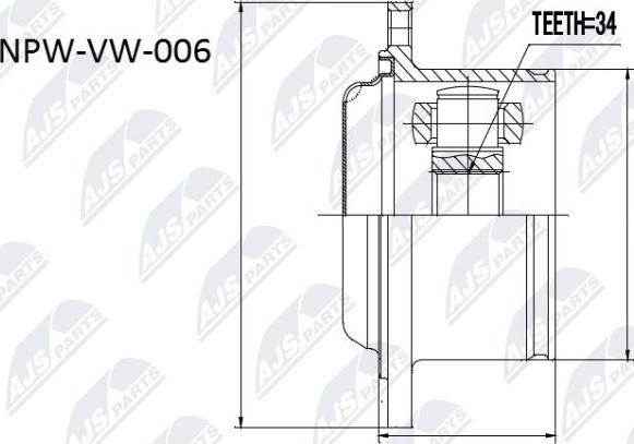 NTY NPW-VW-006 - Шарнирный комплект, ШРУС, приводной вал avtokuzovplus.com.ua