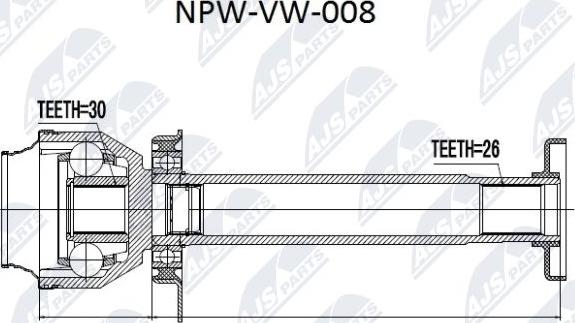 NTY NPW-VW-008 - Шарнирный комплект, ШРУС, приводной вал avtokuzovplus.com.ua