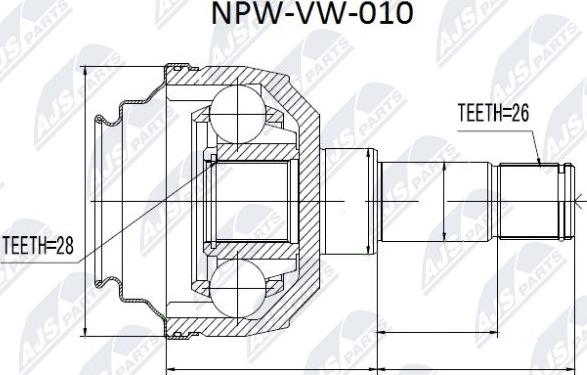 NTY NPW-VW-010 - Шарнирный комплект, ШРУС, приводной вал avtokuzovplus.com.ua