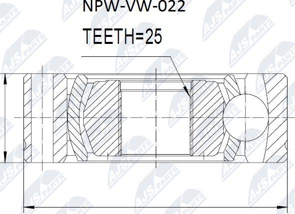 NTY NPWVW022 - Шарнір, поздовжній вал autocars.com.ua