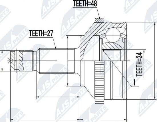 NTY NPZ-CT-003 - Шарнирный комплект, ШРУС, приводной вал avtokuzovplus.com.ua