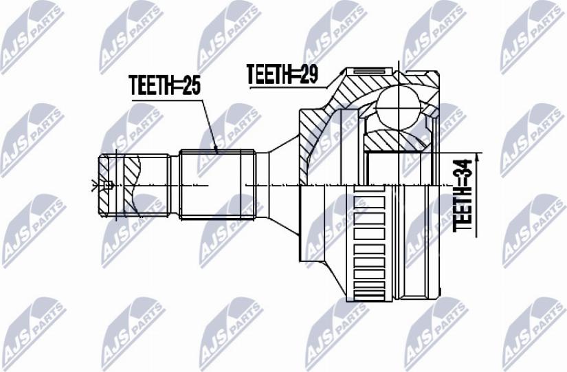 NTY NPZ-CT-009 - Шарнирный комплект, ШРУС, приводной вал avtokuzovplus.com.ua