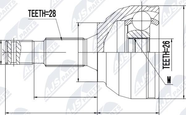 NTY NPZ-CT-021 - Шарнірний комплект, ШРУС, приводний вал autocars.com.ua