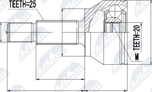 NTY NPZ-FR-013 - Шарнірний комплект, ШРУС, приводний вал autocars.com.ua