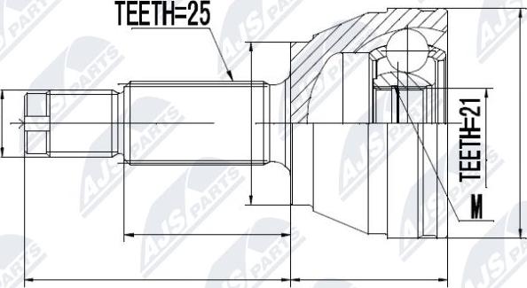 NTY NPZ-FR-014 - Шарнирный комплект, ШРУС, приводной вал avtokuzovplus.com.ua