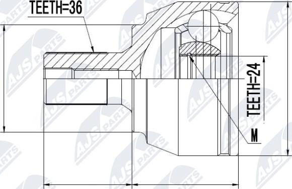 NTY NPZ-FR-015 - Шарнирный комплект, ШРУС, приводной вал avtokuzovplus.com.ua