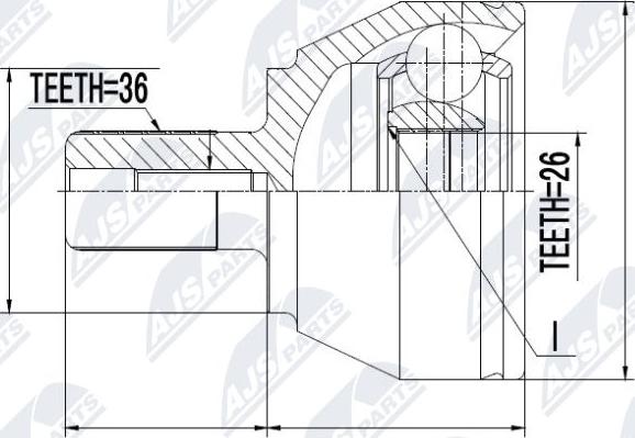 NTY NPZ-FR-016 - Шарнирный комплект, ШРУС, приводной вал avtokuzovplus.com.ua