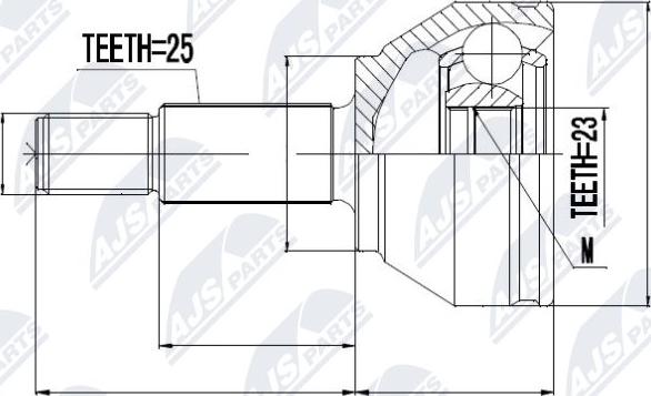 NTY NPZ-FR-019 - Шарнирный комплект, ШРУС, приводной вал avtokuzovplus.com.ua