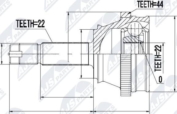 NTY NPZ-FT-022 - Шарнирный комплект, ШРУС, приводной вал avtokuzovplus.com.ua