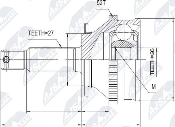 NTY NPZ-HY-501 - Шарнирный комплект, ШРУС, приводной вал avtokuzovplus.com.ua