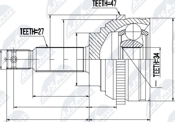 NTY NPZ-HY-509 - Шарнірний комплект, ШРУС, приводний вал autocars.com.ua