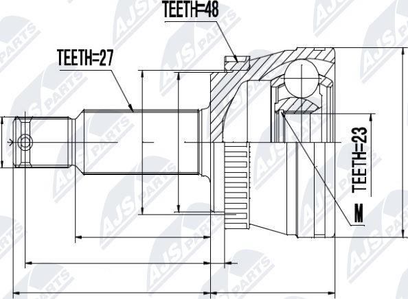 NTY NPZ-HY-528 - Шарнирный комплект, ШРУС, приводной вал avtokuzovplus.com.ua