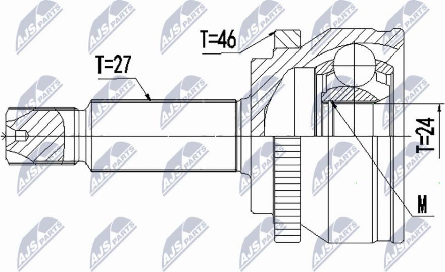 NTY NPZ-HY-557 - Шарнирный комплект, ШРУС, приводной вал avtokuzovplus.com.ua