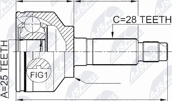 NTY NPZ-KA-349 - Шарнирный комплект, ШРУС, приводной вал avtokuzovplus.com.ua