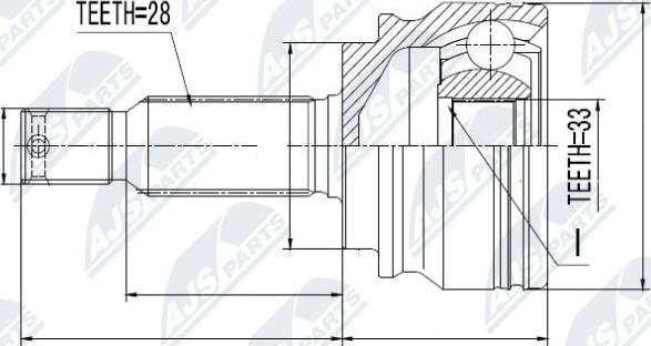 NTY NPZ-MS-012 - Шарнирный комплект, ШРУС, приводной вал avtokuzovplus.com.ua