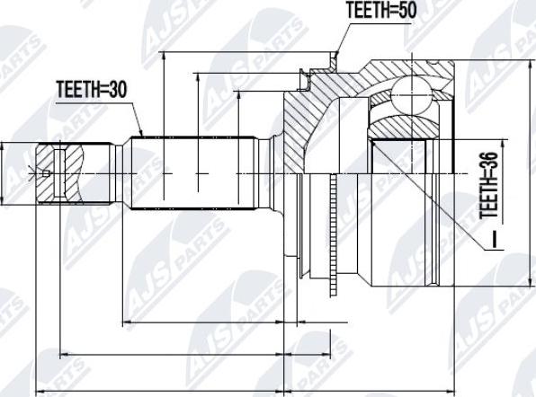 NTY NPZ-MS-055 - Шарнирный комплект, ШРУС, приводной вал avtokuzovplus.com.ua