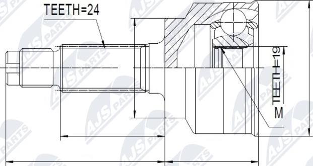 NTY NPZ-MZ-015 - Шарнірний комплект, ШРУС, приводний вал autocars.com.ua